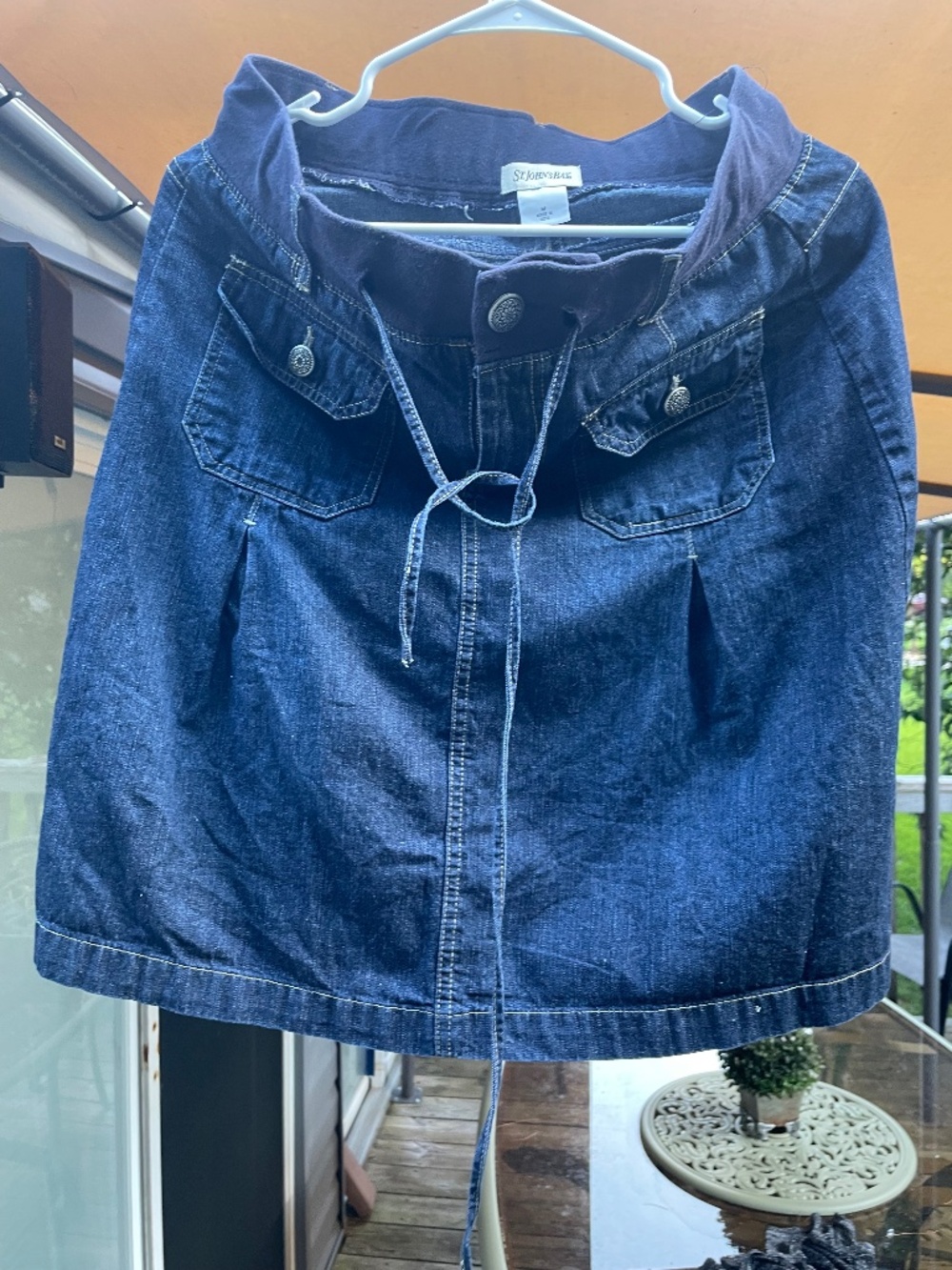 St. John’s Bay Cargo Denim Skirt Pull On Elastic Comfort Waist Drawstring Medium